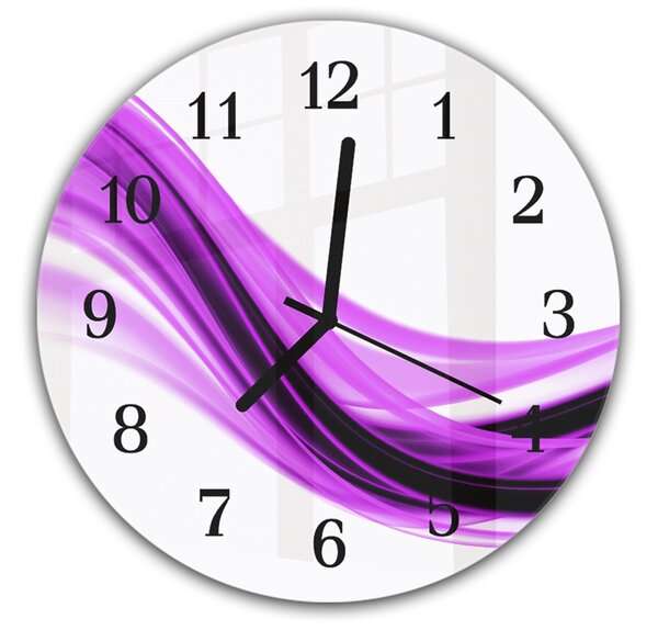 Nástěnné hodiny kulaté pr.30cm abstraktní temně fialová vlna - plexi