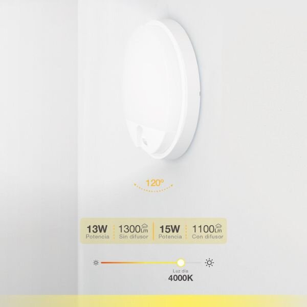Prémiové LED venkovní osvětlení Doko kruh s čidlem pohybu IP54 15W 1100lm denní, 3 roky