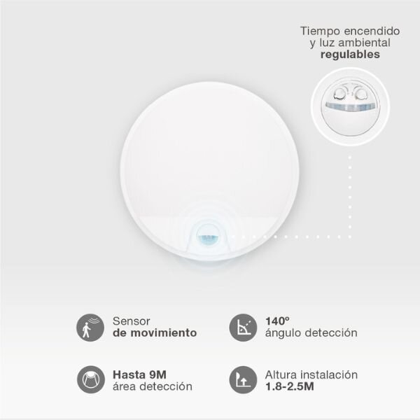 Prémiové LED venkovní osvětlení Doko kruh s čidlem pohybu IP54 15W 1100lm denní, 3 roky