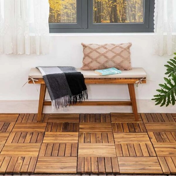 Woodytile™ Propojovací Dřevěné Terasové Dlaždice - 12 Ks (30x30cm) = 1,08 M², Hnědá