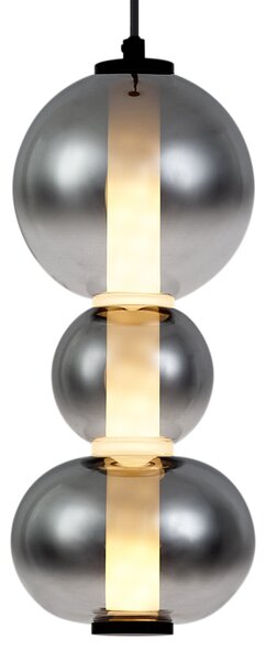 Závěsné svítidlo Art Deco černé s kouřovým a čirým sklem 3-světla vč. LED - Lizzy