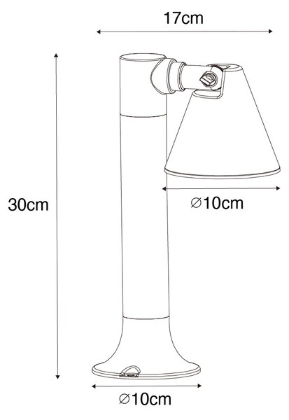 Moderní venkovní sloupková lampa černá 30 cm IP44 nastavitelná - Ciara