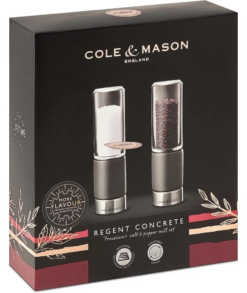 Cole&Mason - Sada mlýnků na sůl a pepř REGENT CONCRETE 2 ks beton 18 cm