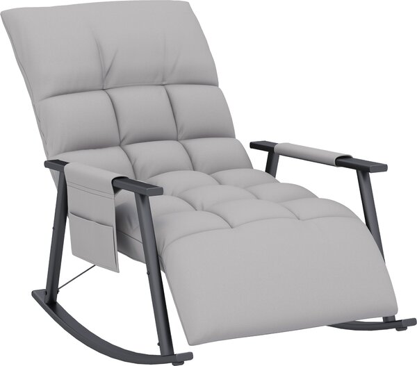 HOMCOM Houpací křeslo křeslo Relaxaní křeslo s podnokou, houpací křeslo s boní kapsou, nastavitelné opradlo Houpací křeslo do obývacího pokoje, do 120 kg