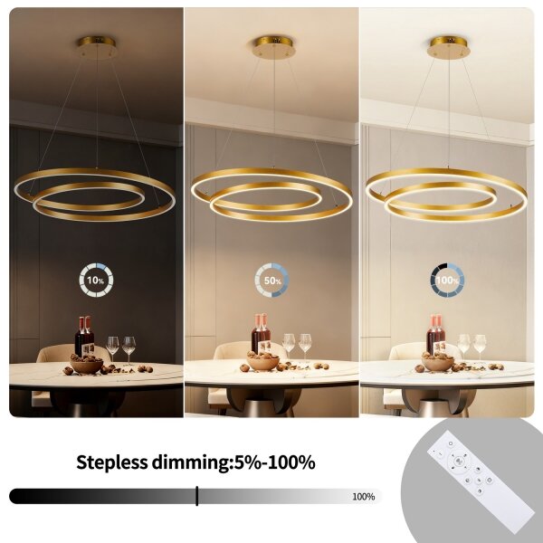 Brilagi-LED Stmívatelný lustr na lanku TWISTER LED/75W/230V 3000-6000K zlatá +DO