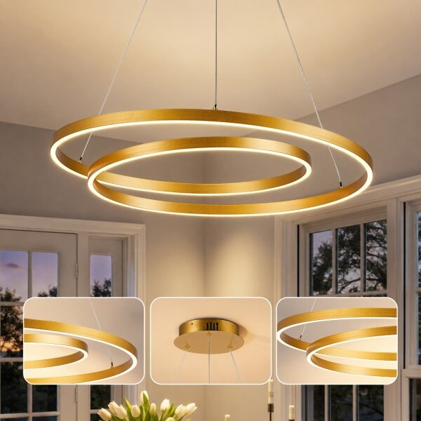 Brilagi-LED Stmívatelný lustr na lanku TWISTER LED/75W/230V 3000-6000K zlatá +DO
