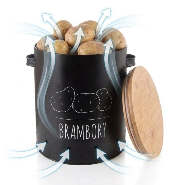 Orion Dóza na brambory, plech/bambus pr. 22,5 cm, BLACK CZ