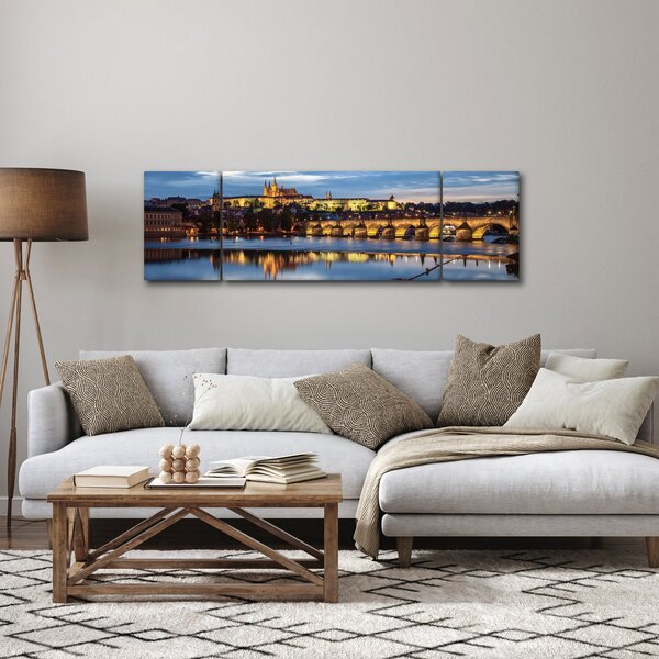 Obraz Pražského hradu a Karlova mostu (170x50 cm)