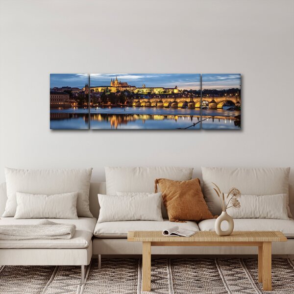 Obraz Pražského hradu a Karlova mostu (170x50 cm)