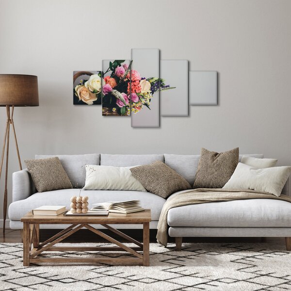Obraz koše s květinami (125x70 cm)