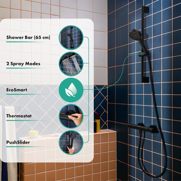 Hansgrohe Activera Select S sprchová sada na stěnu s termostatem černá 28876670