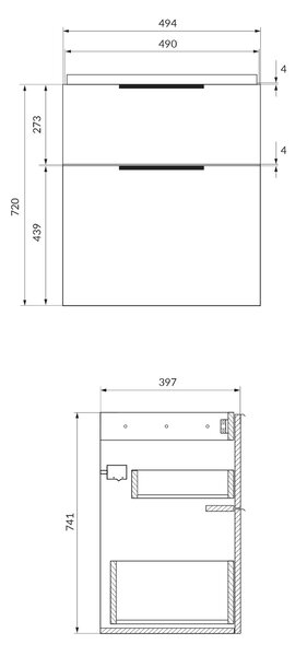Cersanit City skříňka 49.4x39.7x72 cm pod umyvadlo závěsná dub S584-118