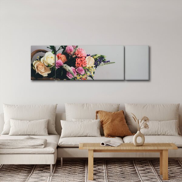Obraz koše s květinami (170x50 cm)