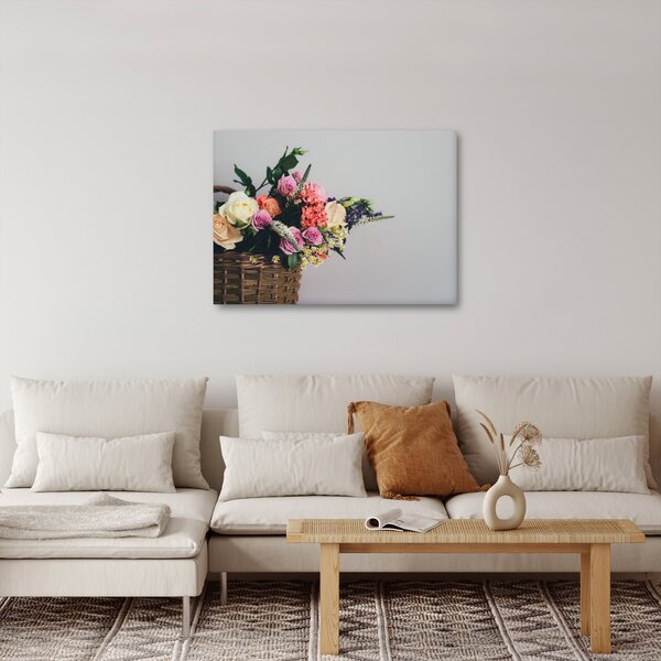 Obraz koše s květinami (70x50 cm)