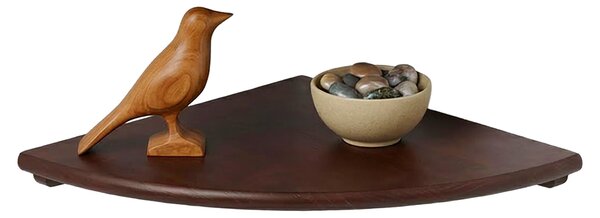 Rohová police Relaxdays, rozmry: 3 x 25 x 25 cm, oechové dřevo, obývací pokoj, dekorace, nosnost: 5 kg, závsná knihovna, tmav hndá
