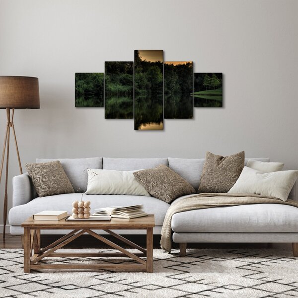 Obraz jezera u lesa (125x70 cm)
