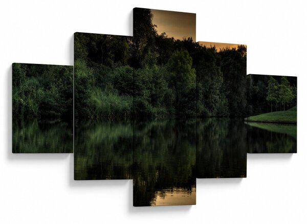 Obraz jezera u lesa (125x70 cm)