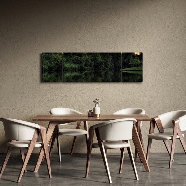 Obraz jezera u lesa (170x50 cm)