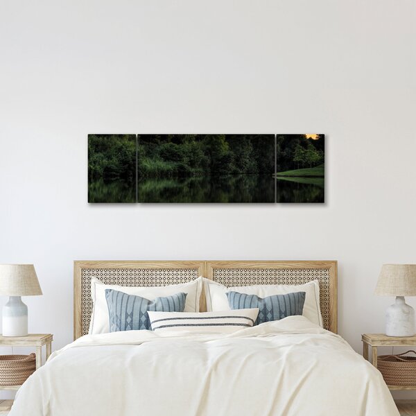 Obraz jezera u lesa (170x50 cm)