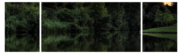 Obraz jezera u lesa (170x50 cm)