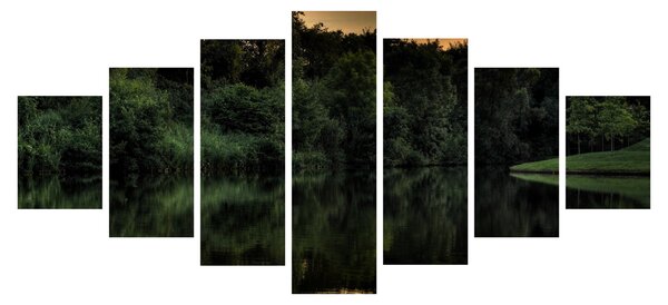 Obraz jezera u lesa (210x100 cm)