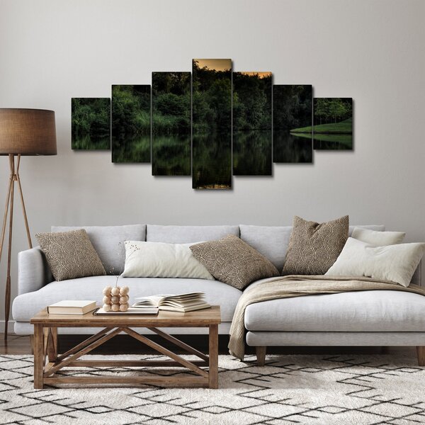 Obraz jezera u lesa (210x100 cm)