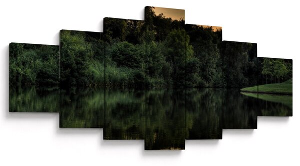Obraz jezera u lesa (210x100 cm)