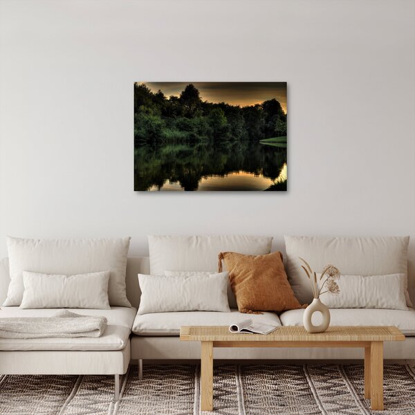 Obraz jezera u lesa (70x50 cm)