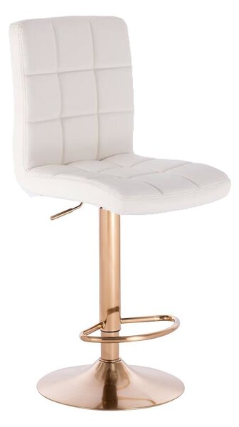 Barová židle TOLEDO na zlaté podstavě - bílá