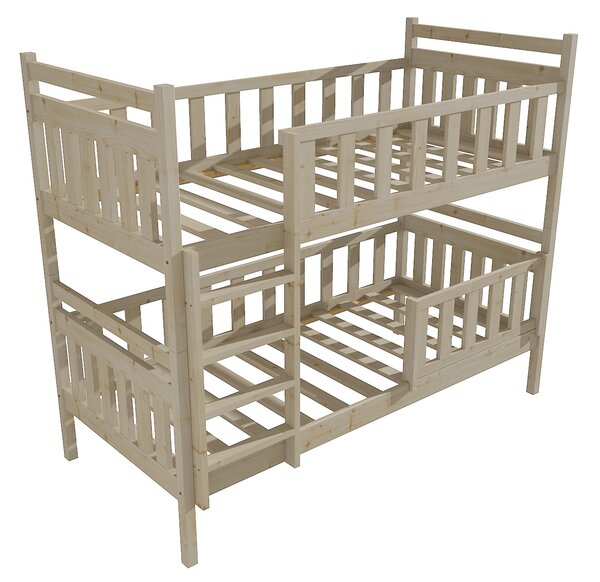 Vomaks Patrová postel PP 009 se zábranou Rozměr: 80 x 180 cm, Barva: surové dřevo, Prostor mezi lůžky: 80 cm