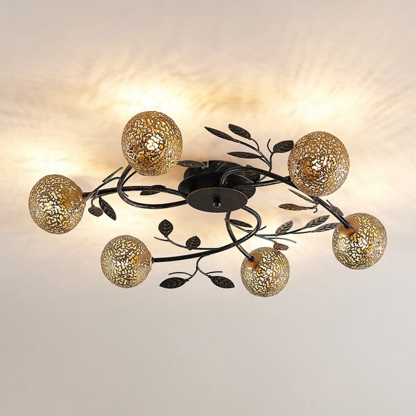 Stropní Lampa Lucande, Evory, stmívatelné, Černá, Obývací pokoj, Kov, Florentinský
