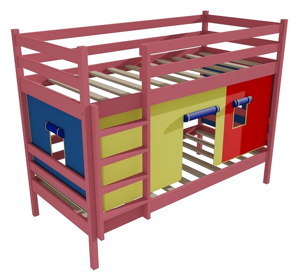 Vomaks Patrová postel PP 011 Rozměr: 90 x 190 cm, Barva: barva růžová, Prostor mezi lůžky: 80 cm