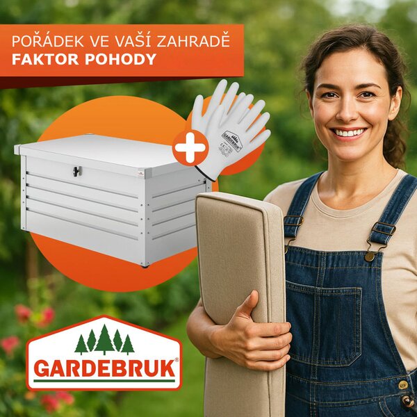Kovový úložný box METALBOX, 385L, 120×62×63 cm, šedá Gardebruk