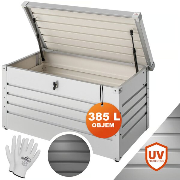 Kovový úložný box METALBOX, 385L, 120×62×63 cm, šedá Gardebruk