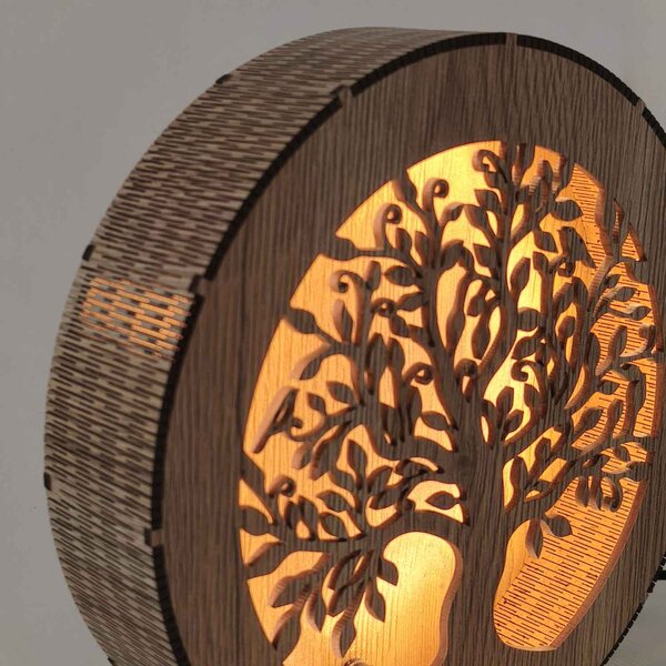 Strom života - dřevěná lampa s LED osvětlením | RUIF: HDF - Ořech 20 cm 4781-115120 LED0602