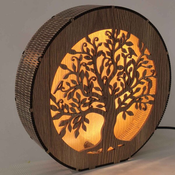 Strom života - dřevěná lampa s LED osvětlením | RUIF: HDF - Ořech 20 cm 4781-115120 LED0602