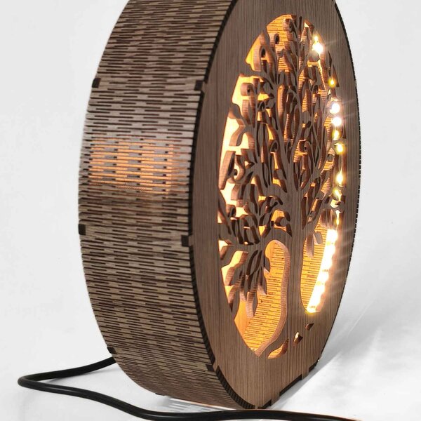 Strom života - dřevěná lampa s LED osvětlením | RUIF: HDF - Ořech 20 cm 4781-115120 LED0602