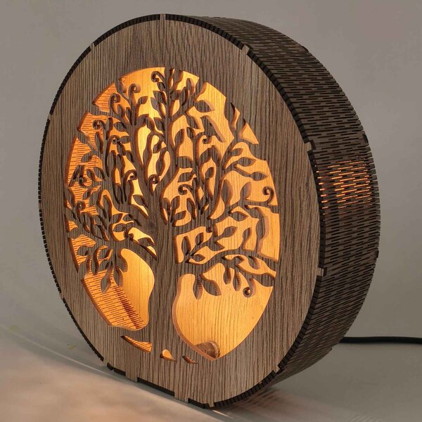 Strom života - dřevěná lampa s LED osvětlením | RUIF: HDF - Ořech 20 cm 4781-115120 LED0602
