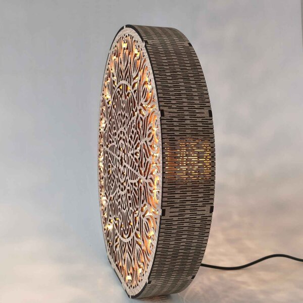 Dřevěná dekorativní lampa s mandalou | LYLI: HDF - Ořech 20 cm 4783-115150 LED0604