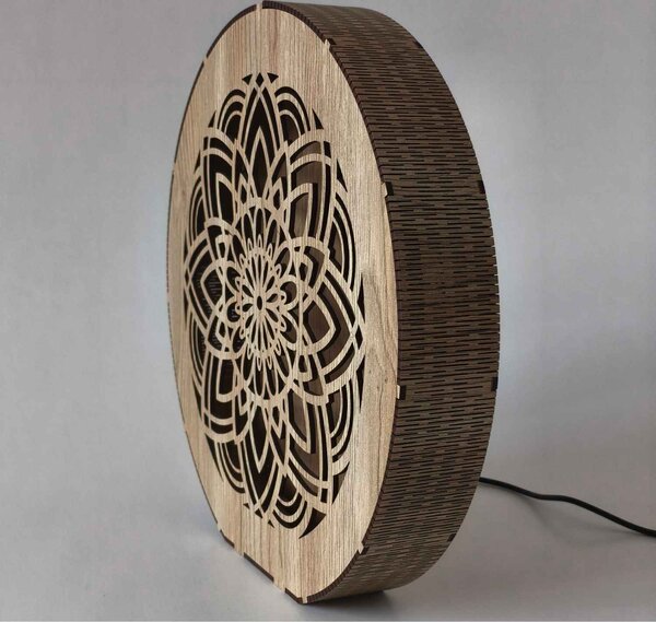 Stmívatelná dřevěná lampa Mandala | HEARF: HDF - Ořech 20 cm 4784-115165 LED0608