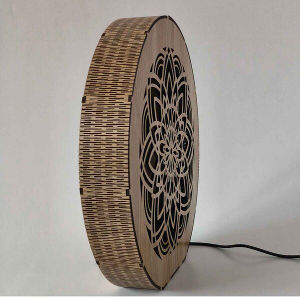 Stmívatelná dřevěná lampa Mandala | HEARF: HDF - Ořech 20 cm 4784-115165 LED0608