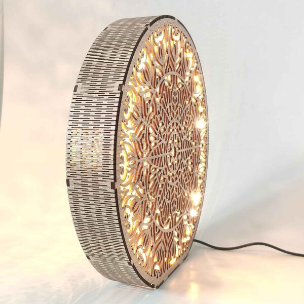 Dřevěná dekorativní lampa s mandalou | LYLI: HDF - Ořech 20 cm 4783-115150 LED0604