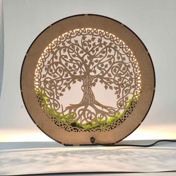 Strom života LED lampa ze dřeva a měchu | ZIVENA: HDF - Ořech 20 cm 4785-115180 LED0610