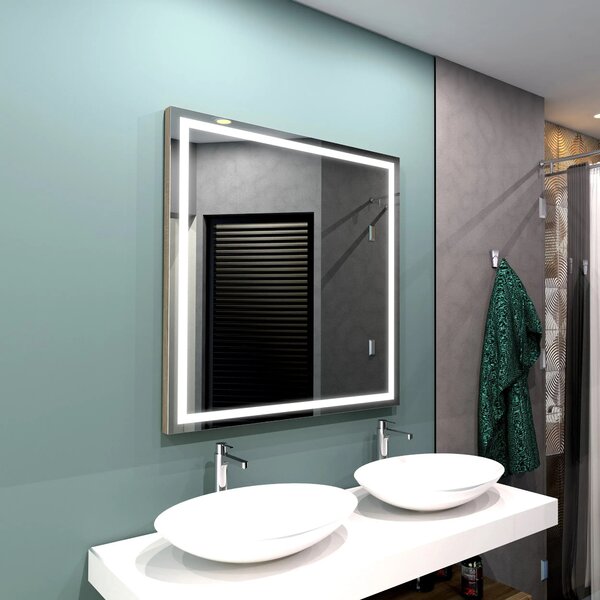 Koupelnové zrcadlo hranaté ATLANTA PREMIUM s LED osvětlením šířka: 60 cm, výška: 60 cm