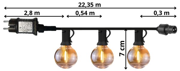 JAKS Zahradní světelný řetěz 36 LED 20 m