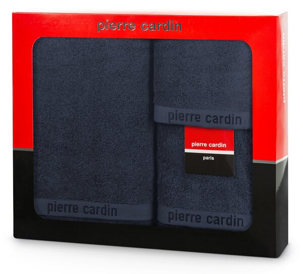 BAVLNĚNÝ RUČNÍK PIERRE CARDIN EVI SADA 3KS 30X50 CM, 50X90 CM, 70X140 CM TMAVĚMODRÁ