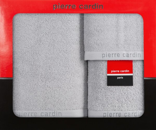 BAVLNĚNÝ RUČNÍK PIERRE CARDIN EVI SADA 3KS 30X50 CM, 50X90 CM, 70X140 CM STŘÍBRNÁ
