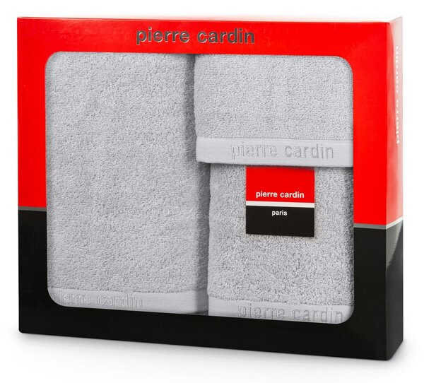 BAVLNĚNÝ RUČNÍK PIERRE CARDIN EVI SADA 3KS 30X50 CM, 50X90 CM, 70X140 CM STŘÍBRNÁ