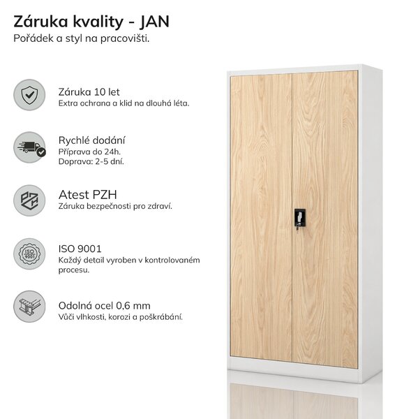 Kancelářská skříň na dokumenty šedá / dub sonoma: Eco Design JAN 900 x 1850 x 400 mm