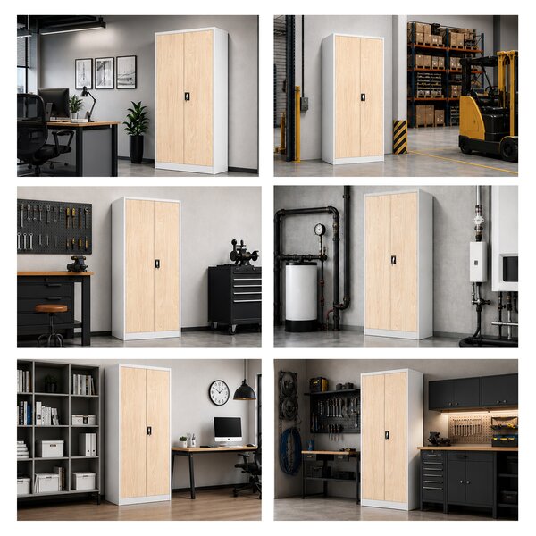 Kancelářská skříň na dokumenty šedá / dub sonoma: Eco Design JAN 900 x 1850 x 400 mm